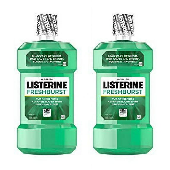 Listerine Freshburst Antiseptic Mouthwash with Germ-Killing Oral Care Formula to Fight Bad Breath, Plaque and Gingivitis, 500 ml (Pack of 2)