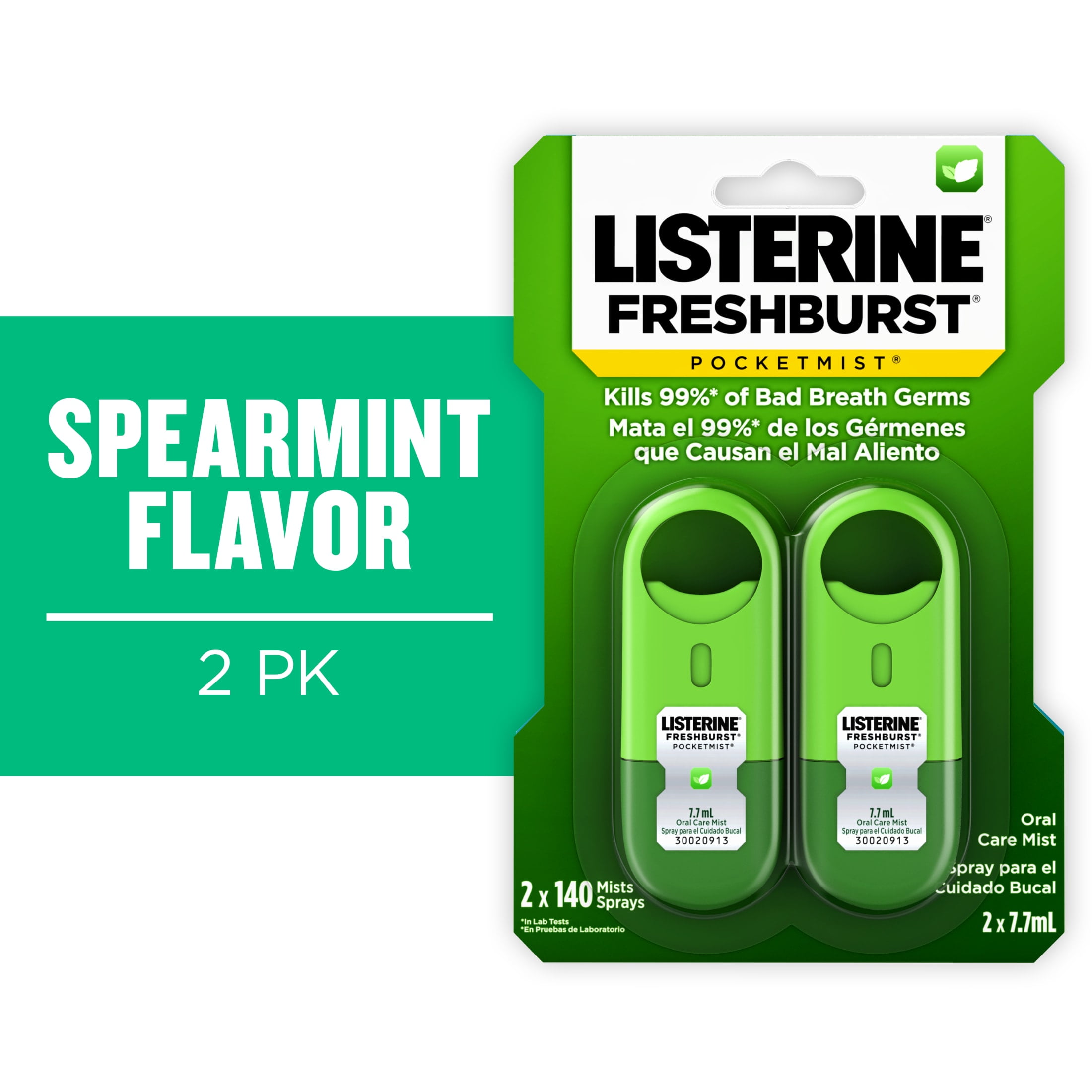 Listerine Freshburst Pocketmist Fresh Breath Mist, 7.7 mL, 2 Pack