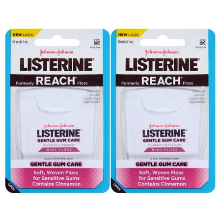Listerine Gentle Gum Care Interdental Floss, Mint, 50 Yards, 2 Pack