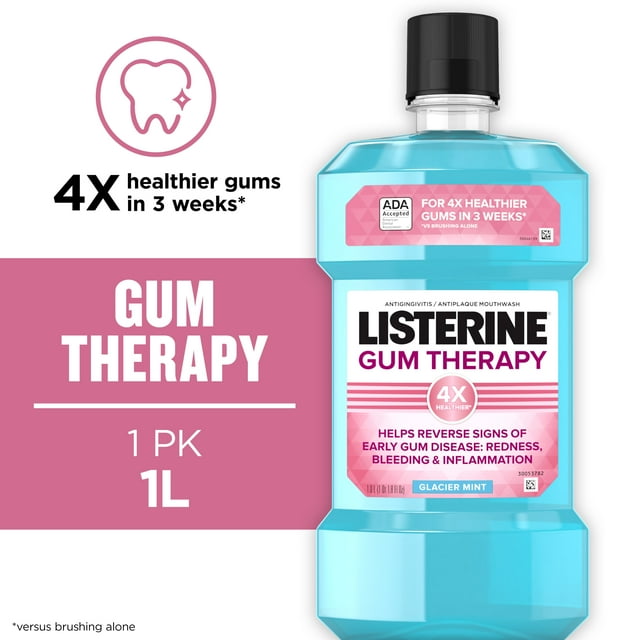 Listerine Gum Therapy AntiGingivitis Mouthwash, Glacier Mint, 1 L