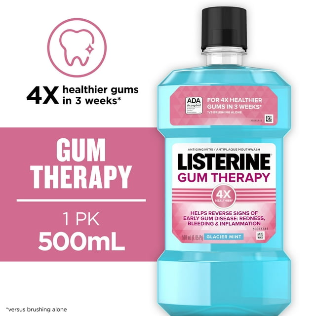 Listerine Gum Therapy Anti-Gingivitis Mouthwash, Glacier Mint, 500 mL