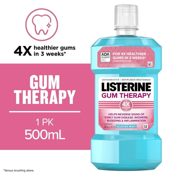 Listerine Gum Therapy Anti-Gingivitis Mouthwash Oral Care, Glacier Mint, 500 mL