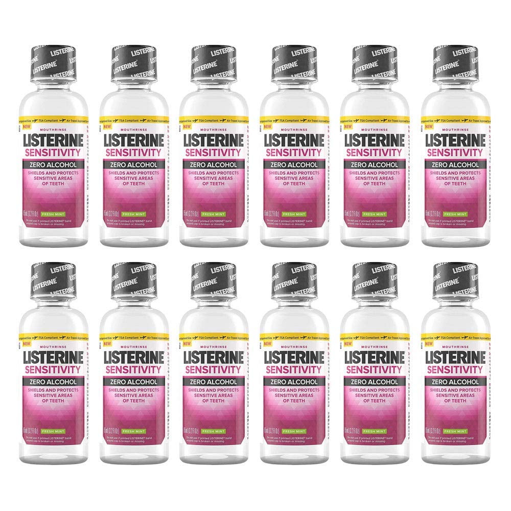 Listerine Mouthwash Sensitivity Zero Alcohol Fresh Mint Travel Size 3