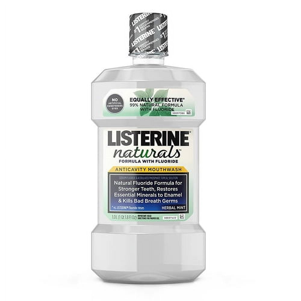 Listerine Naturals Fluoride Herbal Mint Anticavity Mouthwash 1 Ltr, 2
