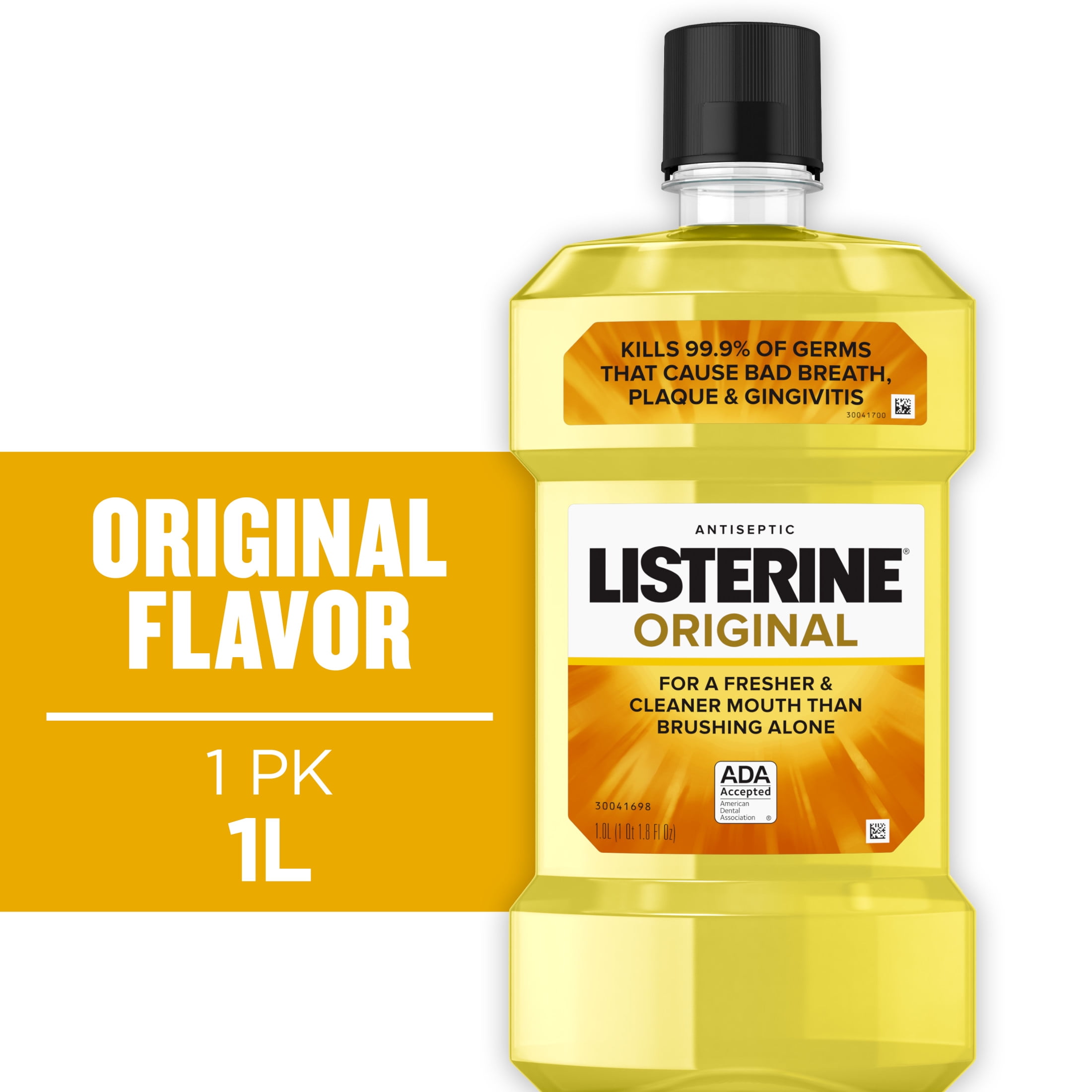 Listerine Original Intense Antiseptic Mouthwash for Bad Breath & Plaque Oral Care, 1 L
