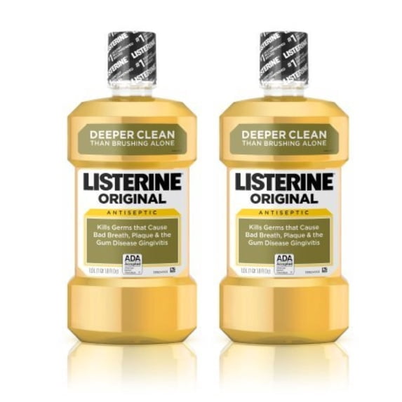 Listerine Original Antiseptic Mouthwash for Bad Breath & Plaque, 1 L (Pack of 2)