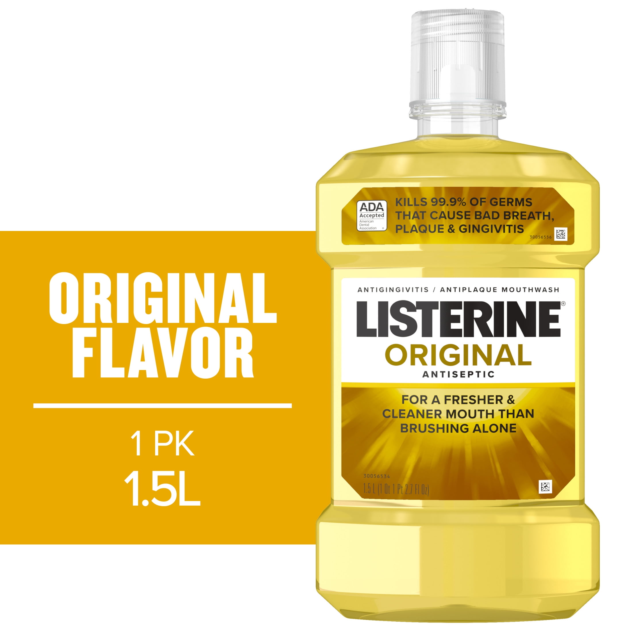 Listerine Original Antiseptic Mouthwash for Bad Breath & Plaque Oral Care, 1.5 L