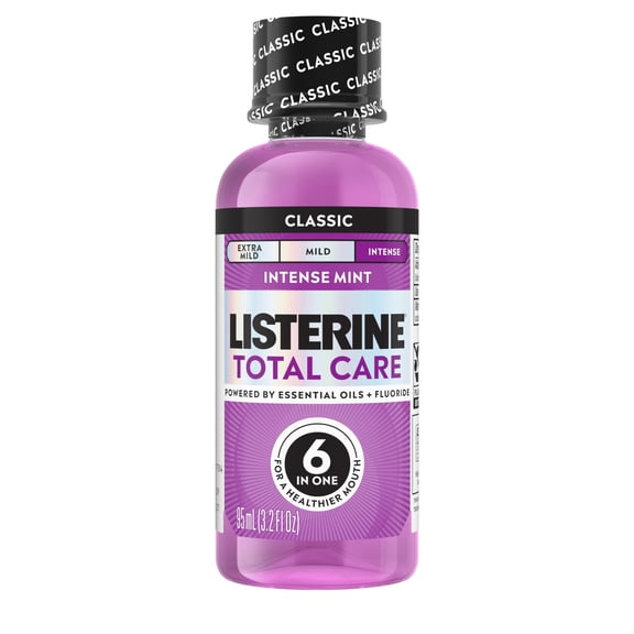 Listerine Total Care Intense Anticavity Fluoride Mouthwash, Intense Mint, 95 mL