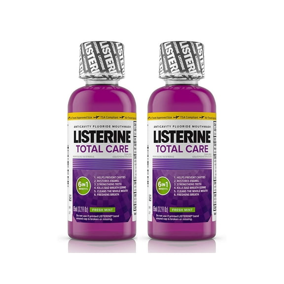 Listerine Total Care Anticavity Mouthwash, Fresh Mint 3.2 oz (Pack of 2)