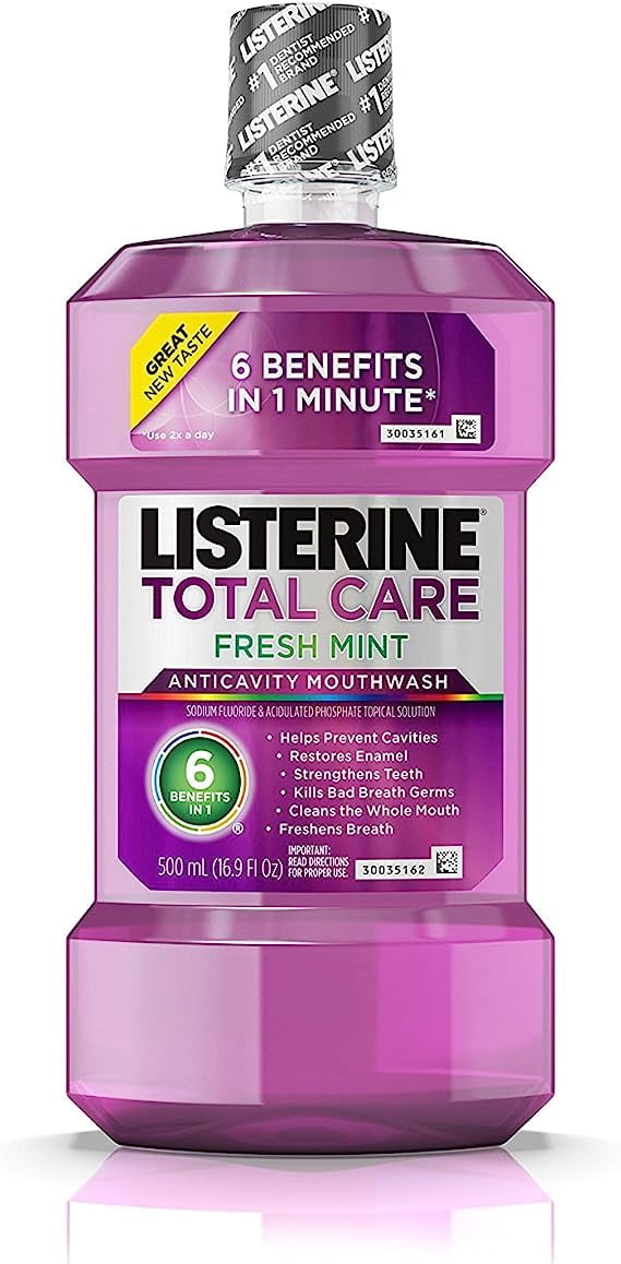 Listerine Total Care Anticavity Mouthwash Fresh Mint, 500ml, 2 Pack