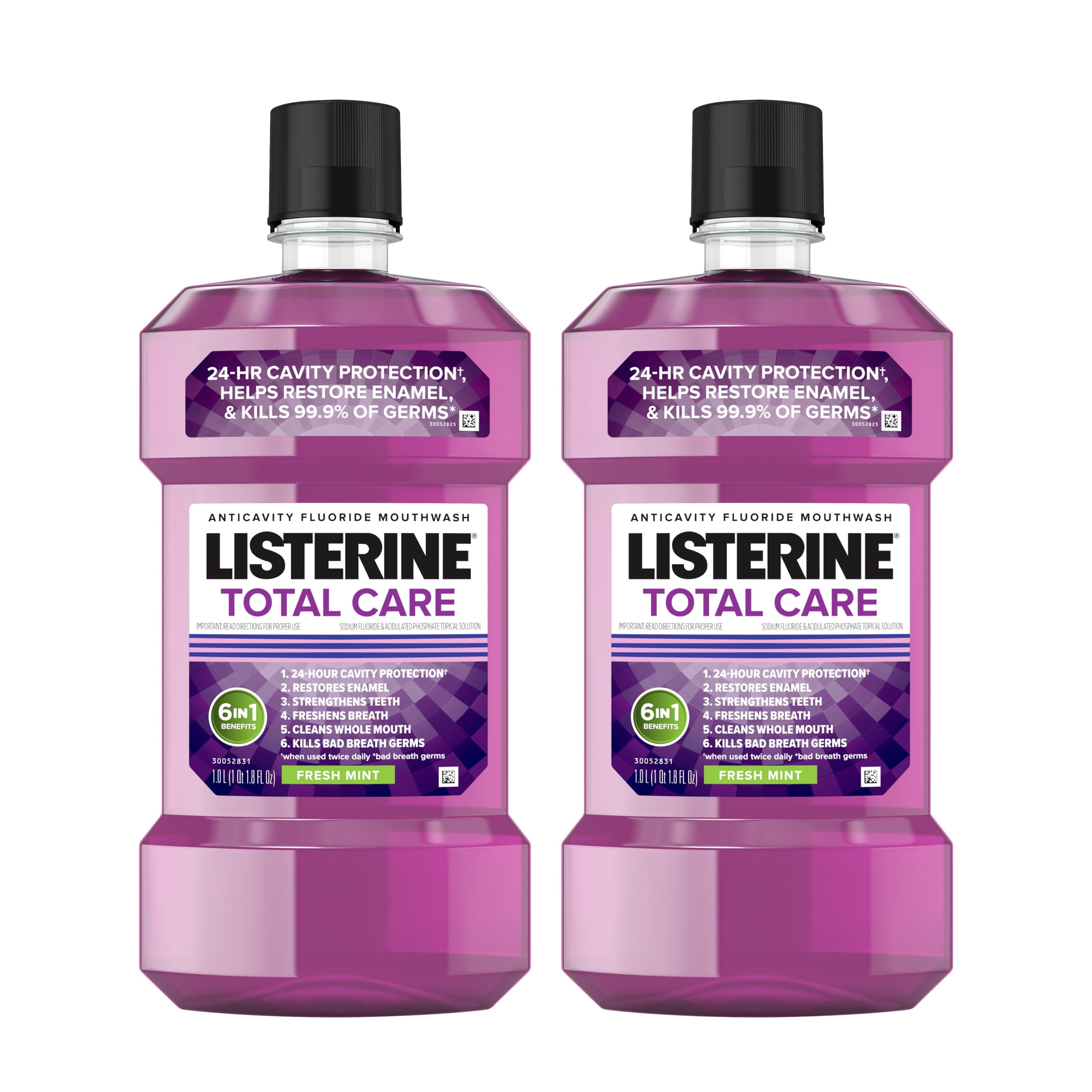 Listerine Total Care Fresh Mint Anticavity Fluoride Mouthwash, 2 x 1 L