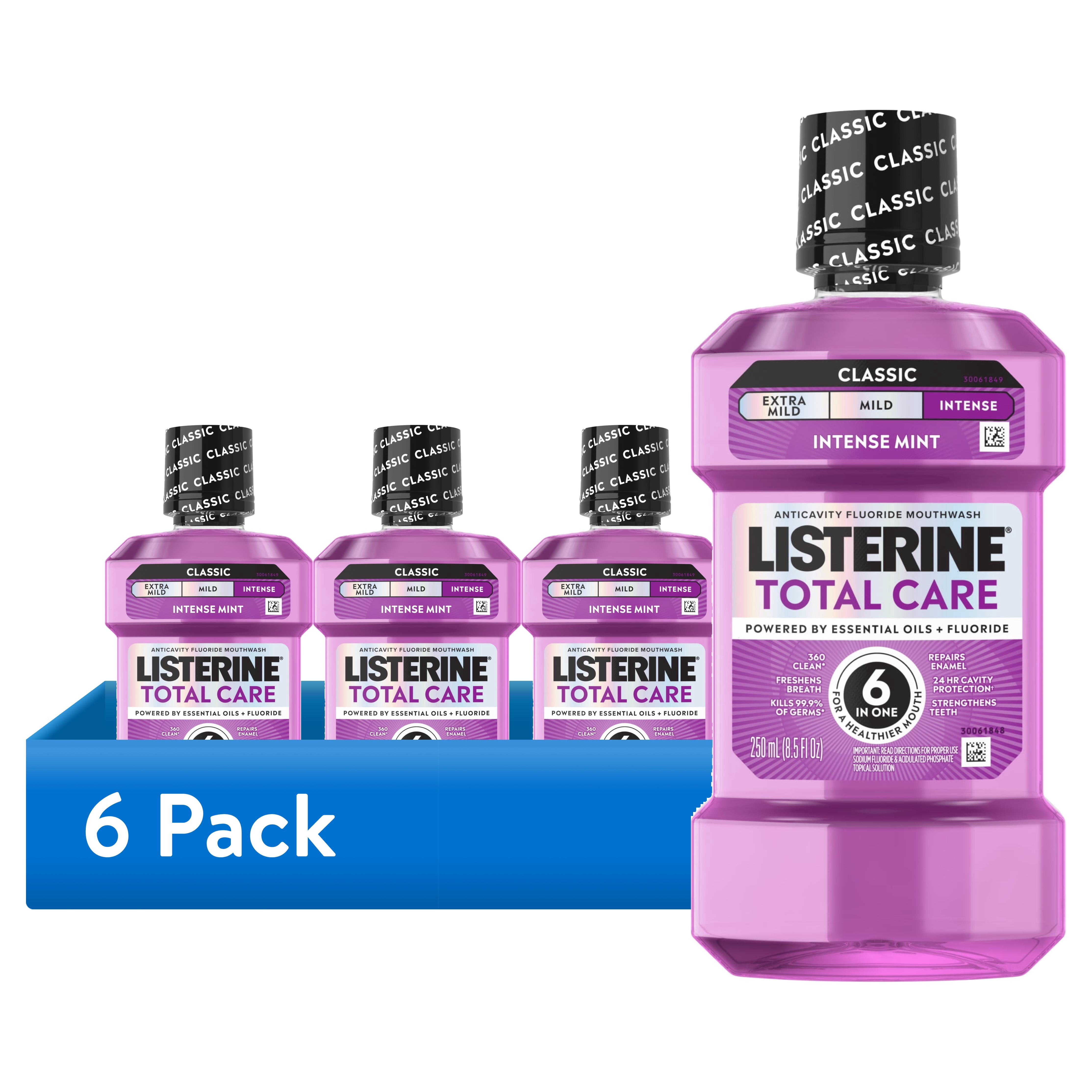 (6 pack) Listerine Total Care Intense Anticavity Fluoride Mouthwash, Intense Mint, 250 mL