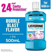 Listerine Total Care Kids Anticavity Alcohol-Free Mouthwash, Bubble Blast, 500 mL (Pack of 2)