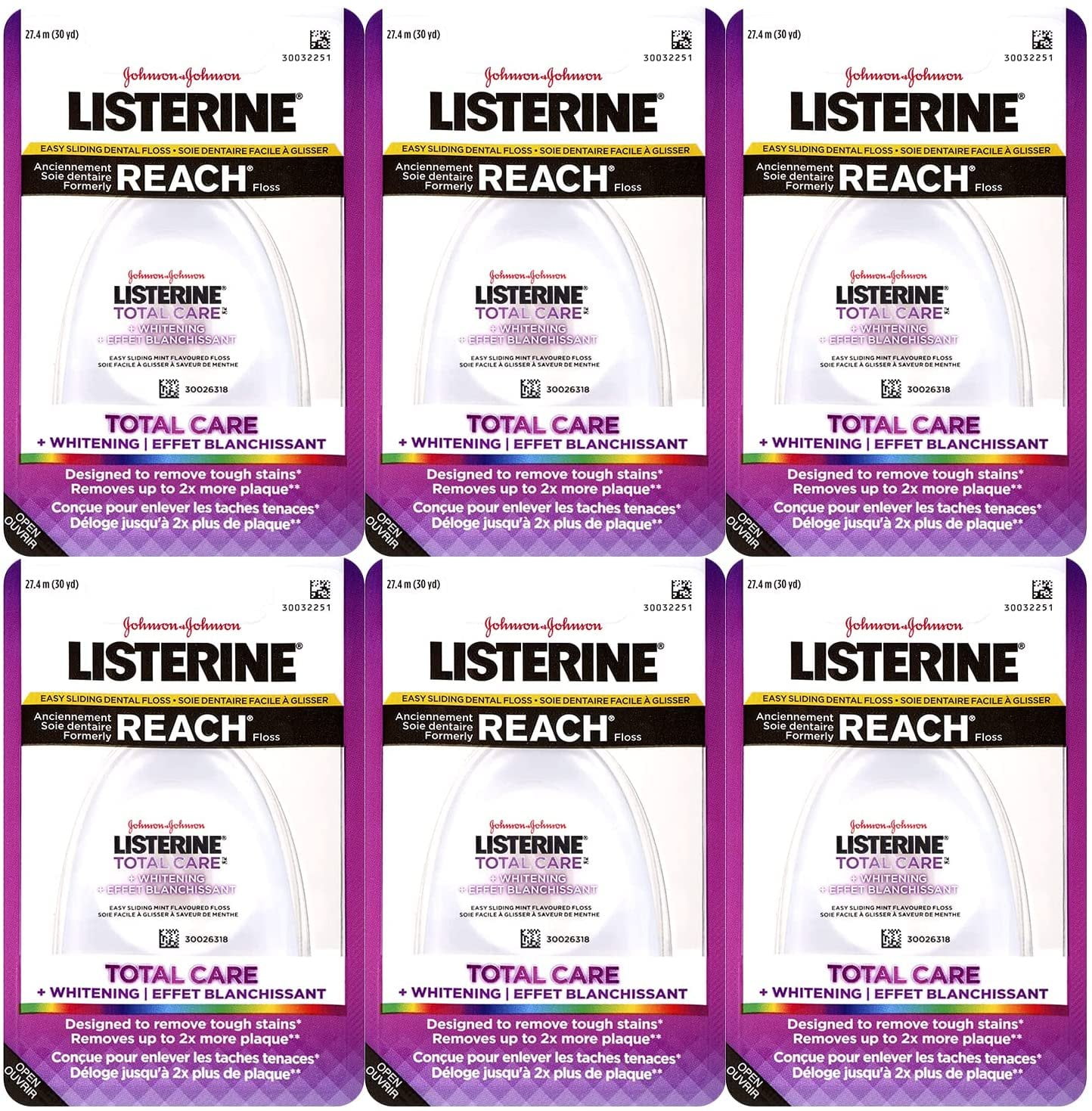 Listerine total care whitening mint dental floss for teeth gums 30