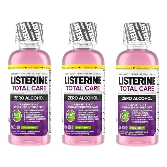 Listerine Total Care Zero Alcohol Anticavity Flouride Mouthwash, 3.2 oz