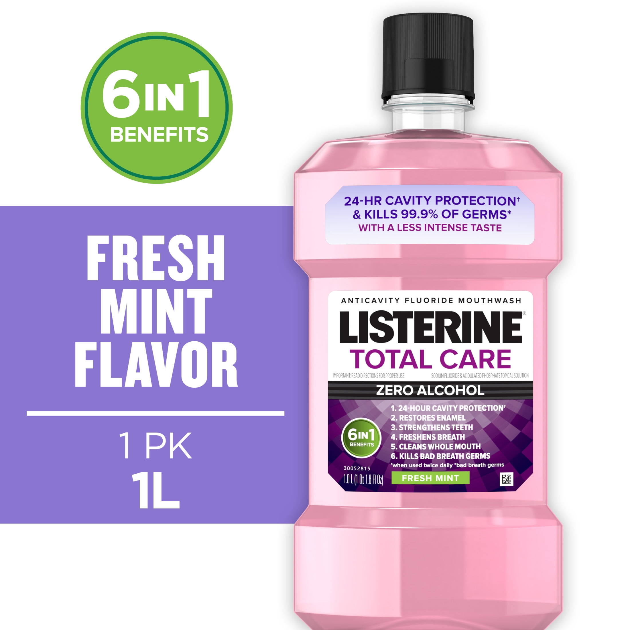 Listerine Total Care Zero Alcohol-Free Mouthwash/Mouth Rinse, Fresh Mint, 1  L