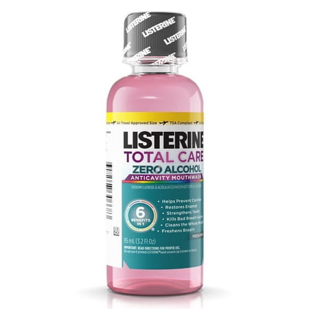 Listerine Total Care Zero Anticavity Mouthwash For Bad Breath, Fresh Mint, 3.2 oz, 3 Pack