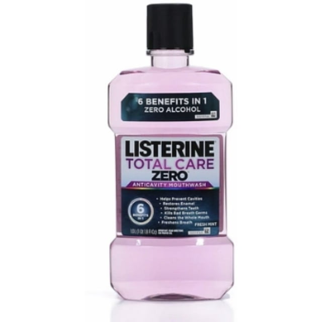 Listerine Total Care Zero Anticavity Mouthwash, Fresh Mint 33.8 oz (Pack of 2)
