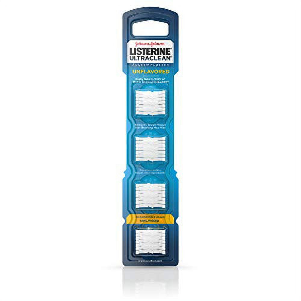 Listerine Ultraclean Access Disposable Snap-On Dental Flosser Refill Heads Proper Oral Care & Durable Floss Helps Remove Plaque, Unflavored, 28 ct