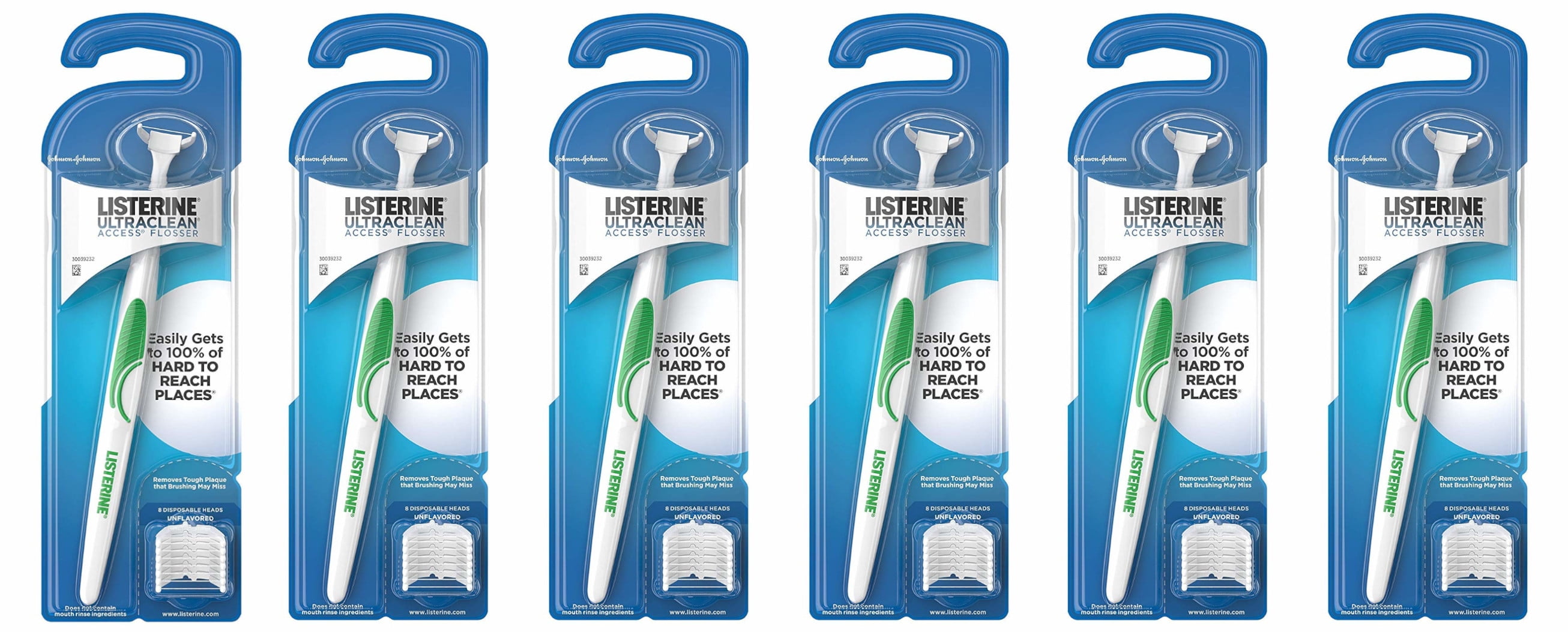 Listerine Ultraclean Access Flosser with 8 Disposable SnapOn Dental Flosser Head Refills for