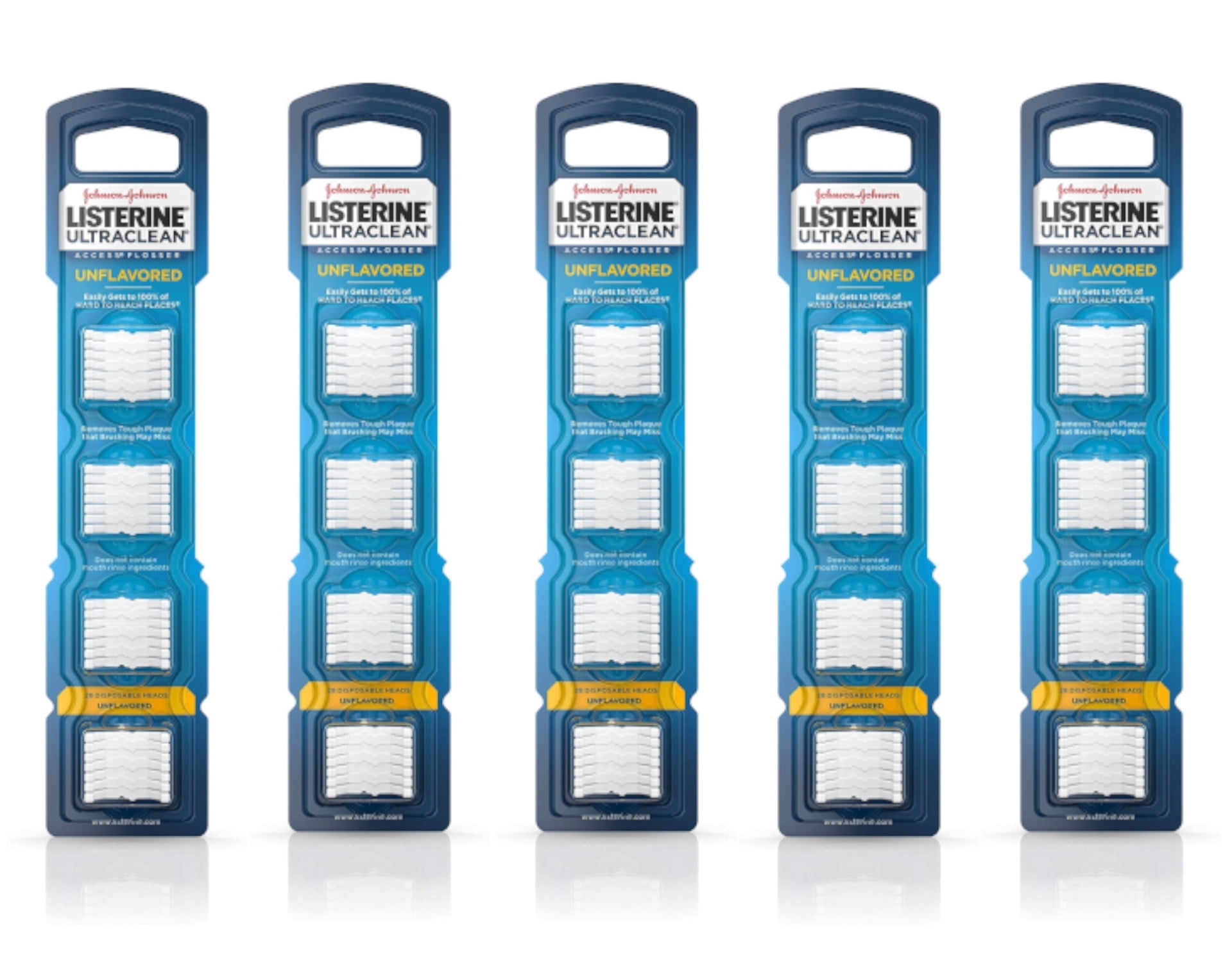 Listerine Ultraclean Access Flosser Refill, Unflavored, 28 Count - Pack of 5
