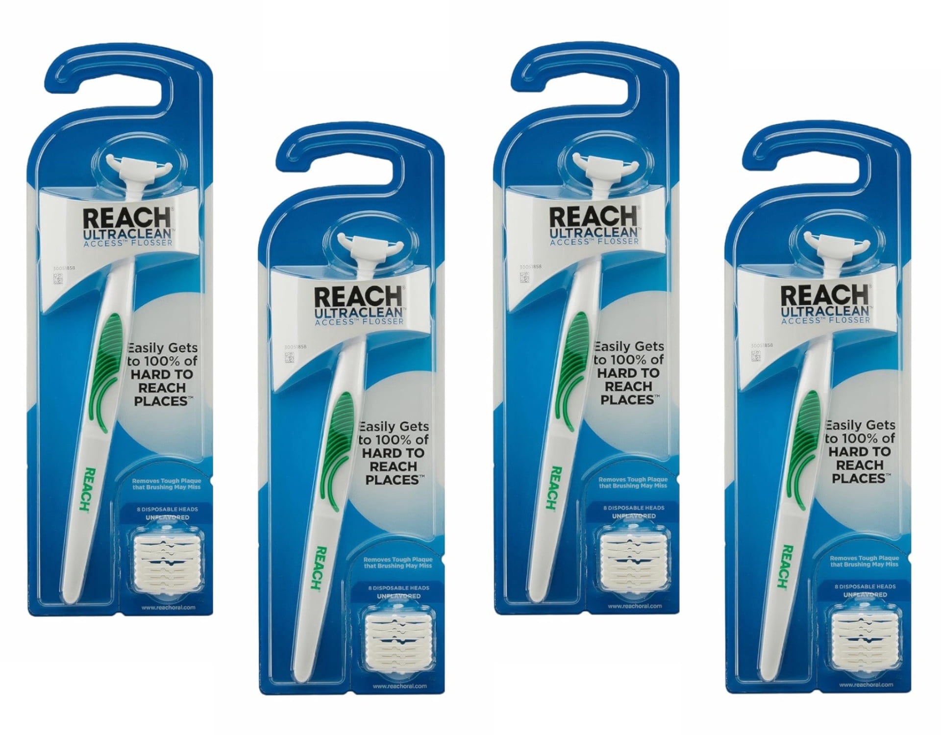 Reach Ultraclean Access Flosser with 8 Unflavored Dental Flosser Heads,  Reusable Flosser System  (Pack of 4)