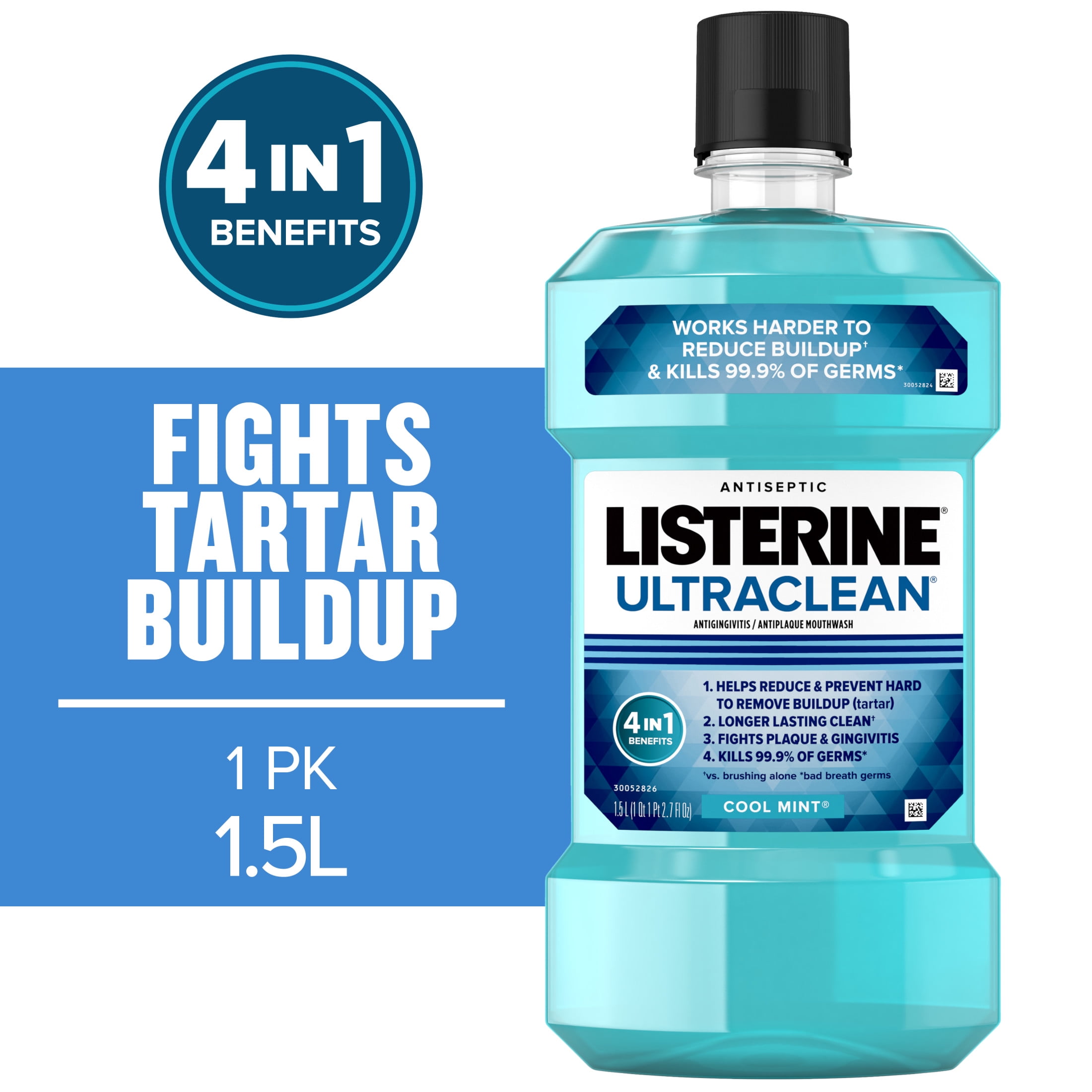 Listerine Ultraclean Antiseptic Gingivitis Mouthwash/Mouth Rinse, Cool Mint, 1.5 L