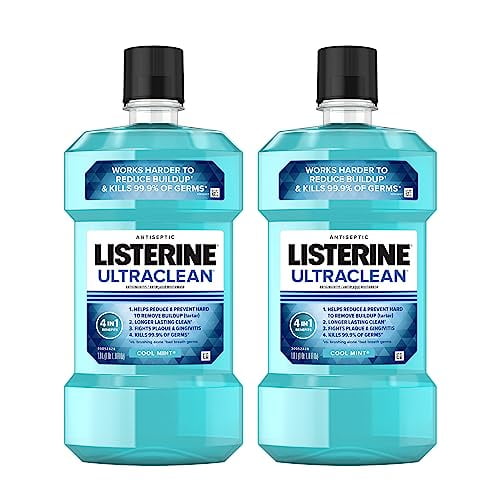 Listerine Ultraclean Antiseptic Mouthwash, Cool Mint, 2 x 1 L