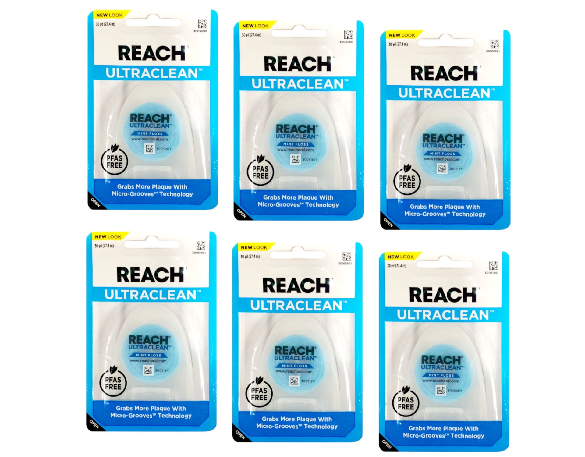Reach Ultraclean Dental Floss, Oral Care, Mint-Flavored, 30 Yards (Pack of 6)