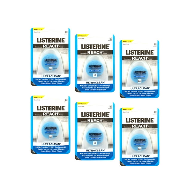 Listerine Ultraclean Mint Floss, 30 Yards (Pack of 6)