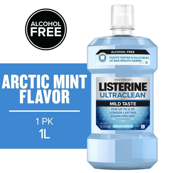 Listerine Ultraclean Alcohol-Free Tartar Mouthwash, Arctic Mint, 1L