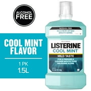 Listerine Zero Alcohol-Free Mouthwash Oral Care for Bad Breath, Cool Mint, 1.5 L