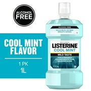 Listerine Zero Alcohol Free Oral Care Mouthwash for Bad Breath, Cool Mint, 1 L
