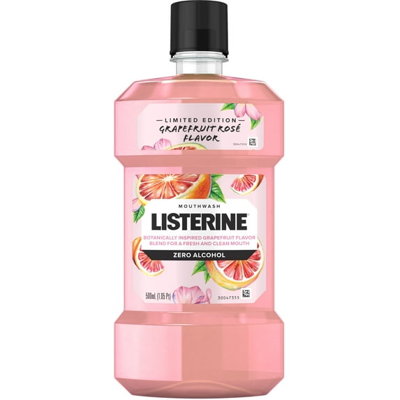 Listerine Zero Alcohol Mouthwash, Limited Edition Grapefruit Rose Flavor, 500 mL 1 Ea (Pack of 6)