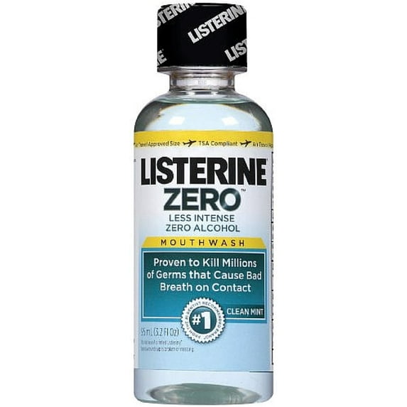 Listerine Zero Mouthwash, Clean Mint 3.20 oz (Pack of 4)