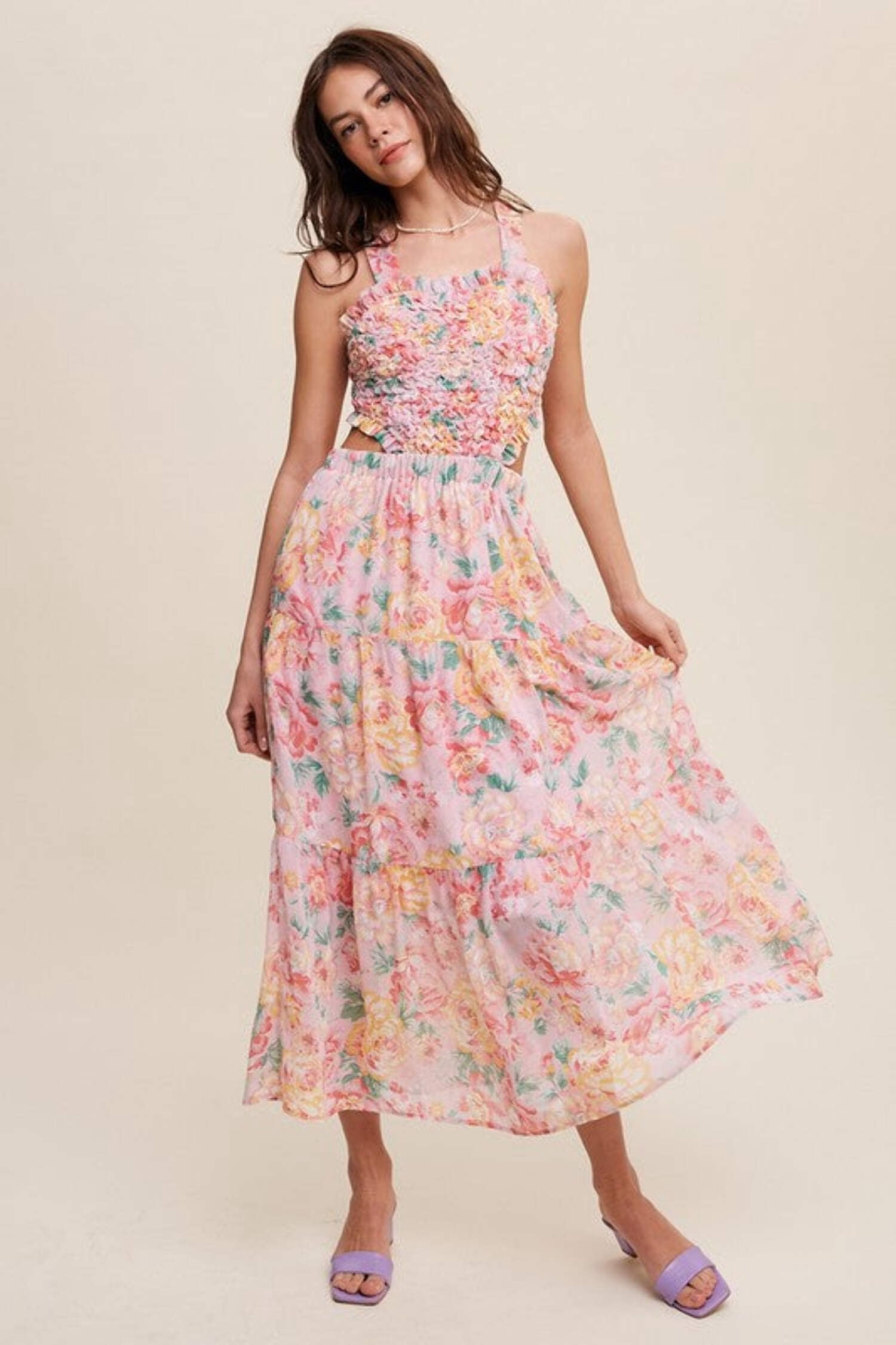 Listicle Floral Bubble Textured Two-Piece Style Sleeveless Maxi Dress -  Walmart.com