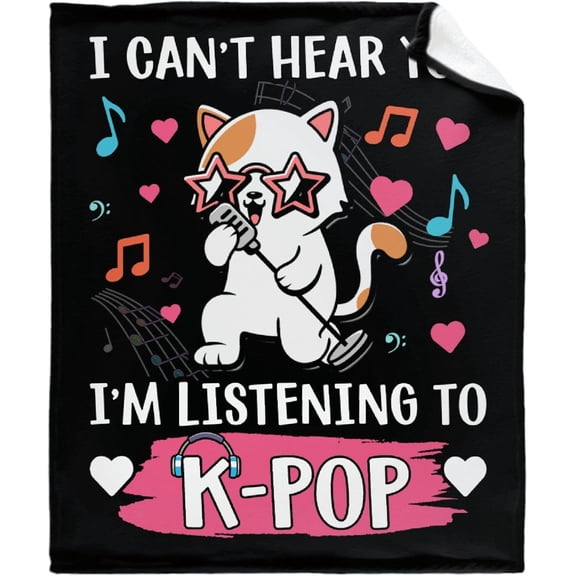 Listing to K-pop Blanket Super Soft Lightweight Throw Comfy Fluffy Quilt for Bed Sofa All Seasons Warm 60"x50" Twin for Teen