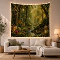 thumbnail image 1 of Lit Candle Forest with Festive Gentle Stream Flows, Cozy Farmhouse for Farmhouse Decor Lovers, Aesthetic Wall Decor, Christmas Gift, Tapestry Wall Hanging for Dorm and Living Room, 1 of 7