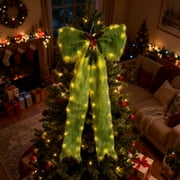 Lit Christmas Bow,Grinch Christmas Decorations,Big Bow For Christmas Tree,47inch×18inch,Christmas Bow Christmas Tree Luminous Ornament,Xmas Farmhouse Tree Topper,New Year Decoration Supplies