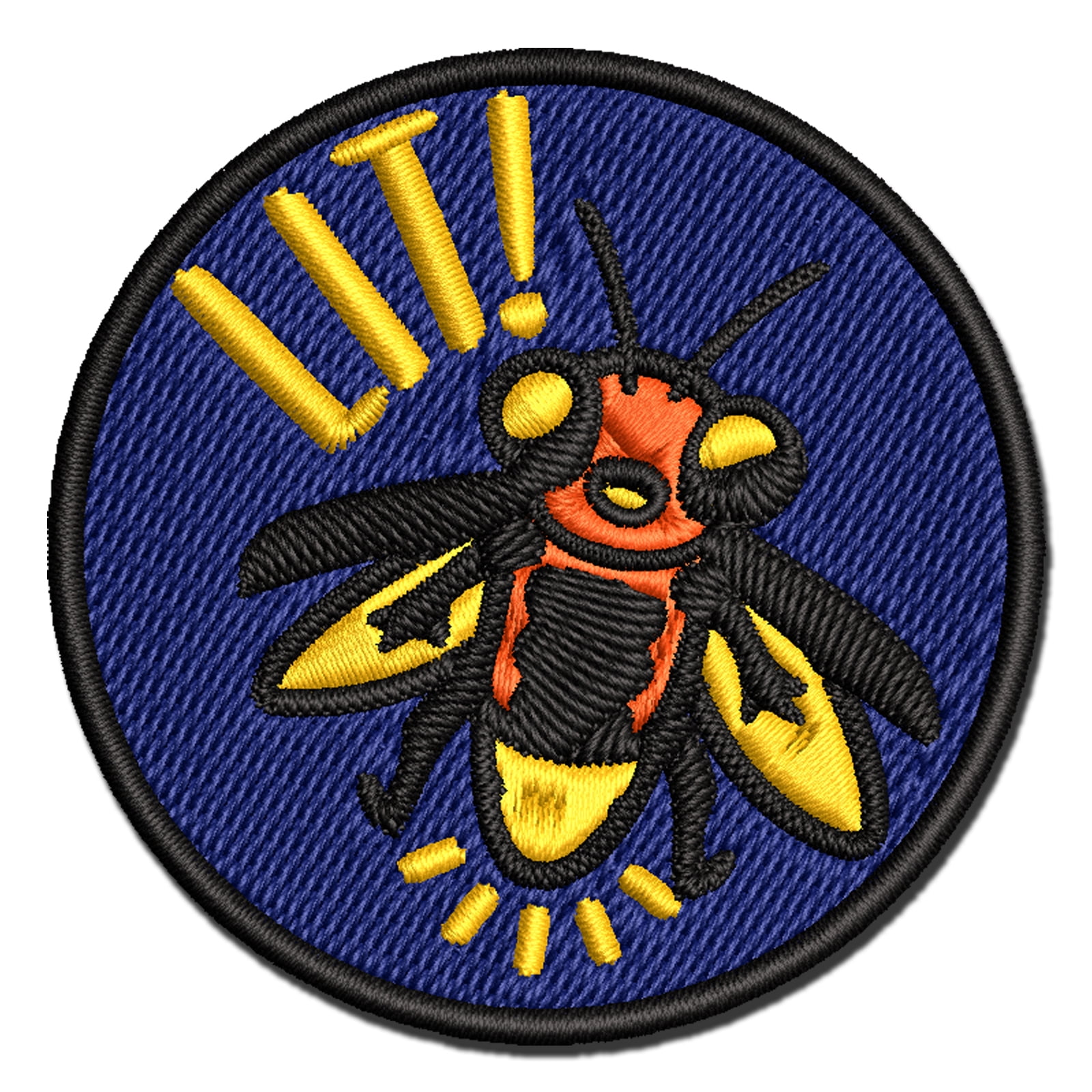 Lit Cute Firefly Insect Applique Multi-Color Embroidered Hook & Loop Patch - 3.5 Inch Large