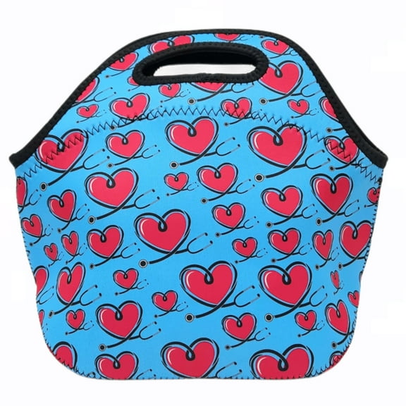 Lit Handlers Lunch Tote - Lover A Nurse Design - Tear-Resistant & Leak-Proof Insulated Lunch Bag With a Zip Top - Machine-Washable Neoprene