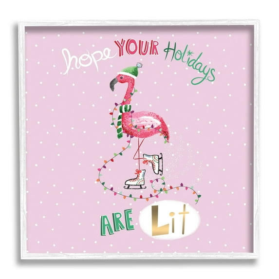 Lit Holidays Sassy Festive Flamingo Pink Polka Dots Animals & Insects Graphic Art Framed Art Print Wall Art