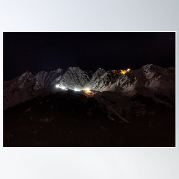 Lit Mountains Poster Wall Art, Modern Wall Decor, 8x12 UNFRAMED