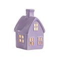 thumbnail image 1 of Lit Purple Ceramic Christmas House, Warm Battery Operated Led Night Light for Indoor Christmas Table Decor, Holiday Miniature House Decoration Ornament, 1 of 5