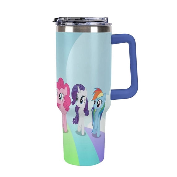 My Lit-tle Pony 40 Oz Tumbler with Handle And Straw Lid Insulated Tumblers Cups with Lids Straws Double Wall Vacuum Stainless Steel Travel Mug, Gifts for Men Women Boys Girls