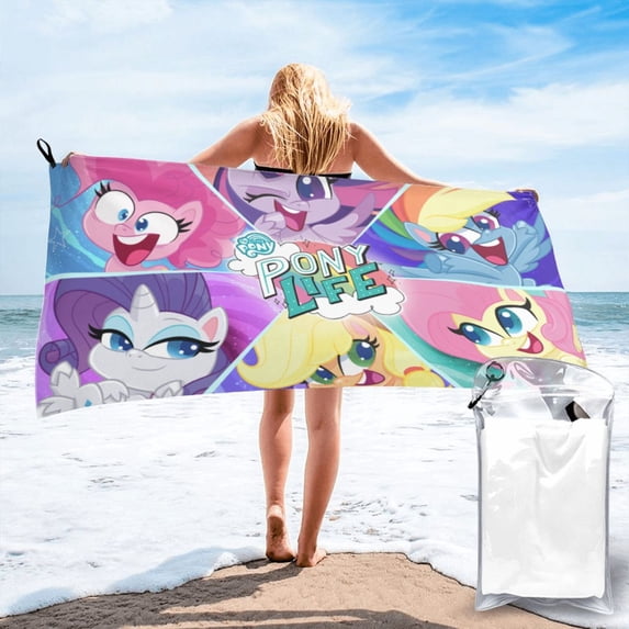 My Lit-tle Pony Microfiber Beach Towel Oversized Lightweight Quick Dry Sand Free Large Towels for Swimming Pool Camping Beach Accessories Travel Things for Vacation Essentials Gift