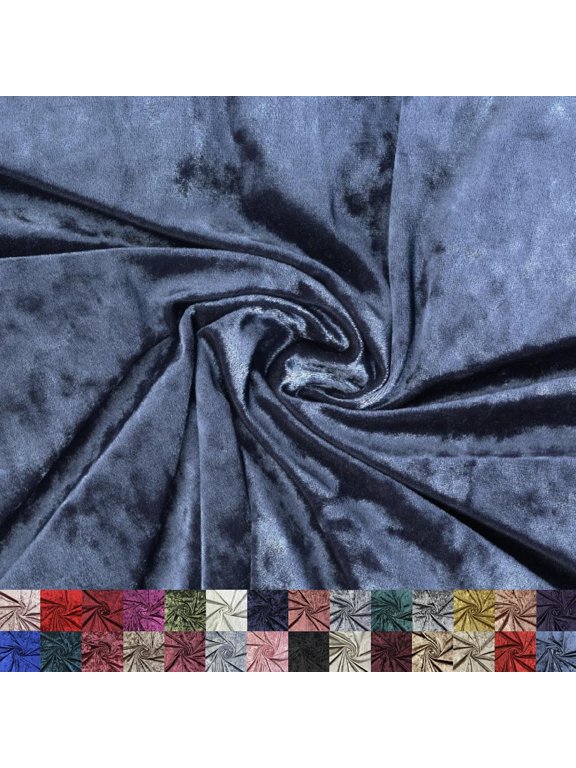 Panne Crushed Velvet Fabric by the Yard - 58/60" Soft Velvet Fabric for Dresses, Costumes & Décor - 97% Polyester 3% Spandex - Denim