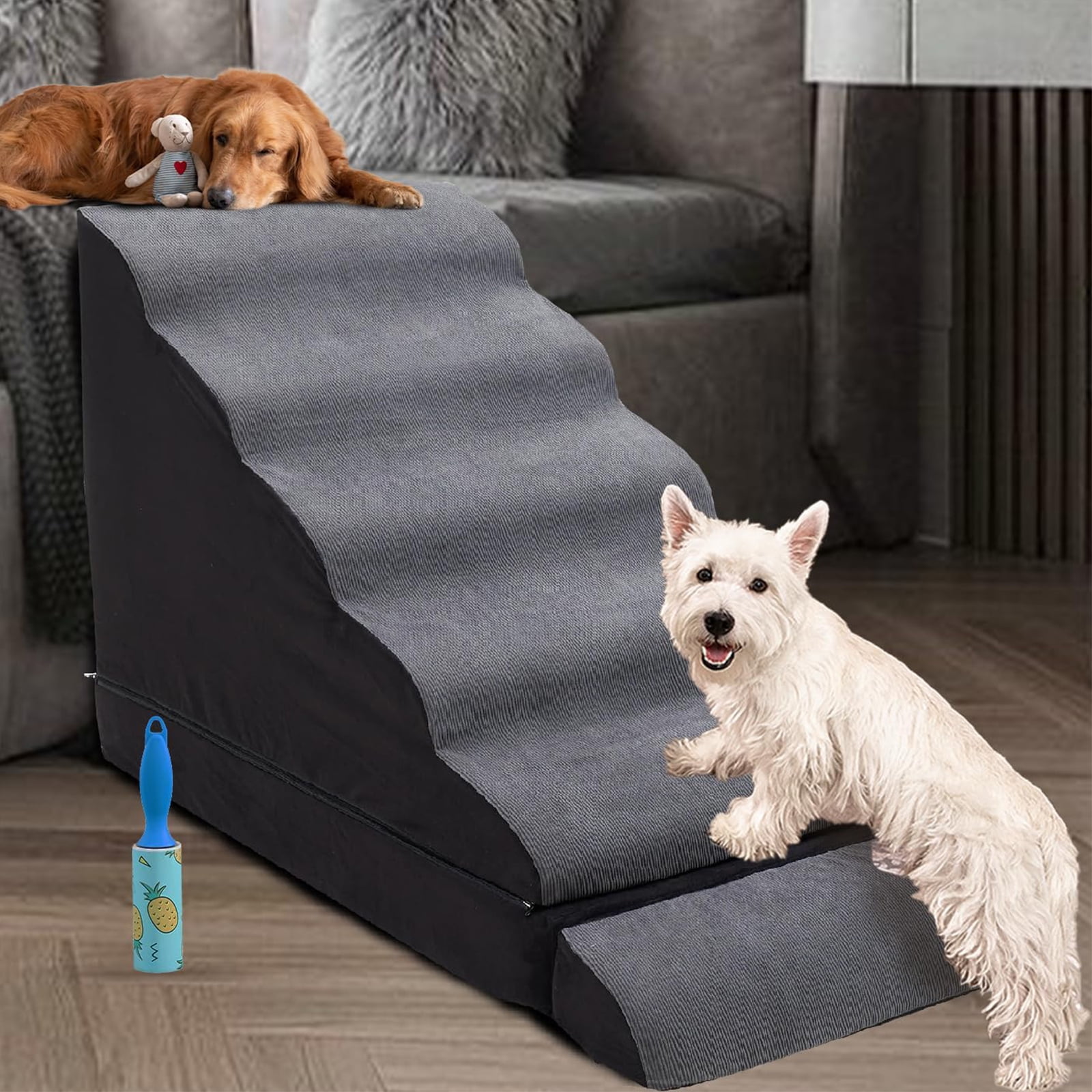 Free Shipping LitaiL 30 H Dog Stairs for High Bed and Sofa Extra Wide 6 Tier Foam Dog Steps for High Bed up to 36