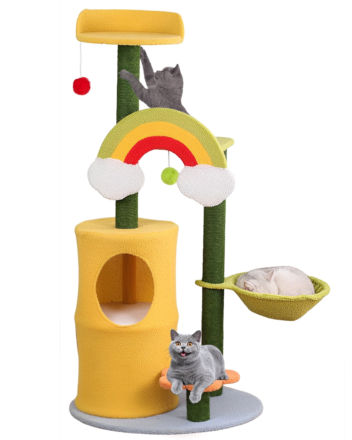 "LitaiL Large Kitty Pet Climbing 47""H Rainbow Cat Tree with Double