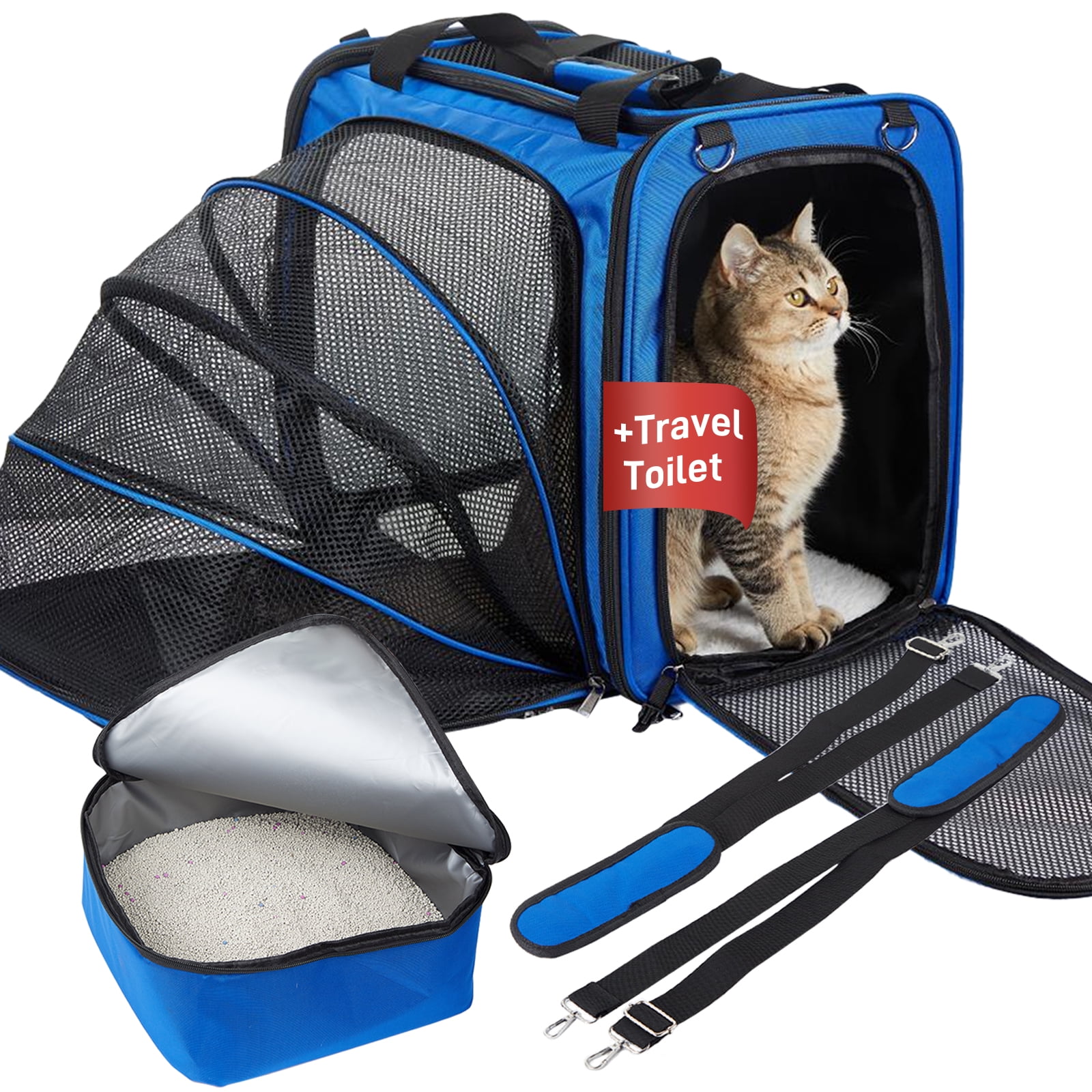 Cshidworld Cat Carrier Airline Approved, Pet Carriers for Cats with Water  Bowl/Front Pocket/Adjustable Shoulder Strap, Collapsible Pet Carrier for  Small Medium Cat Dogs up to 20lbs, Blue 